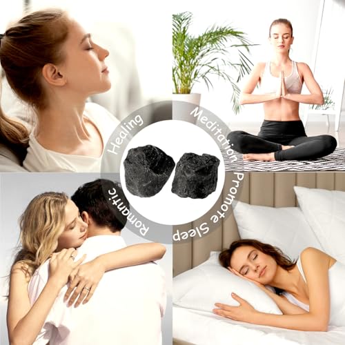 Image of 2Pcs Black Tourmaline 1.8-2.2 inch Large Natural Stones Raw Healing Crystals Black Tourmaline Crystals for Tumbling Cabbing Polishing Rock Rocks Rough Wire Wrapping Wicca Reiki Gifts