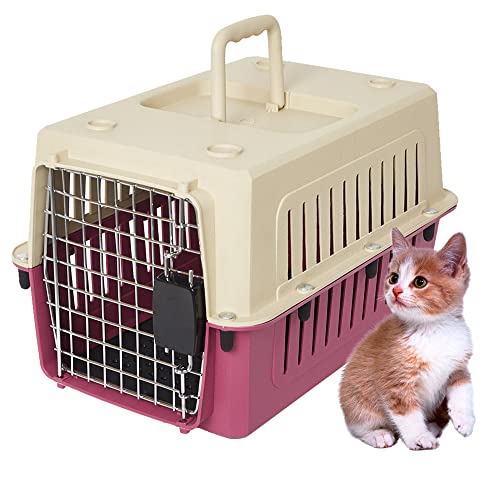 Lucky Tree 4 Size Pet Carrier Cat Carriers Kennel Crate Airline Approved Kitty Travel Cage Plastic Lightweight And Safe To Carry For Puppy Bunny Cats, 2 Color #TOP21