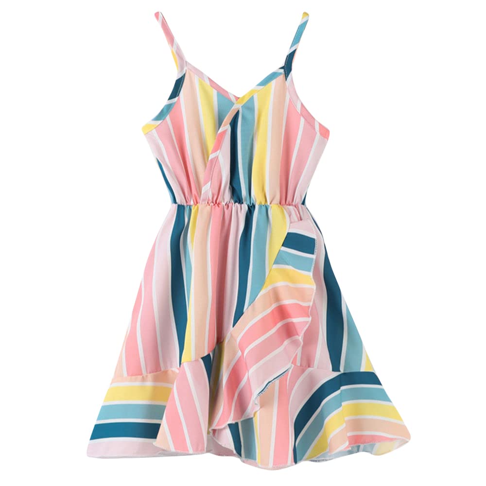 HopscotchGirls Polyester Cotton Stripe Print Casual Dress in Multi Color