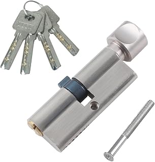 35T/35 Thumb Turn Euro Cylinder Lock (70mm), Euro Door Barrel Lock with 4 Keys, Anti-Drill and Anti-Pick Barrel Profile Lock for Wooden, UPVC and Composite Doors Silver