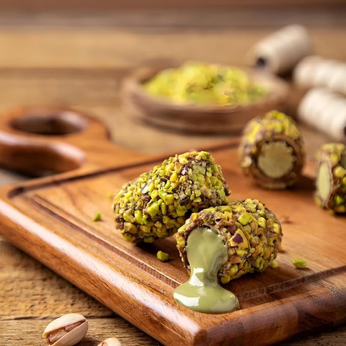 Image of Choco Pistachio Chocosticks (24 Pieces) | Belgian Cream Filled Chocolate Sticks | UAE Imported Premium Pistachio Snack | Vegetarian Luxury Chocolate Pack