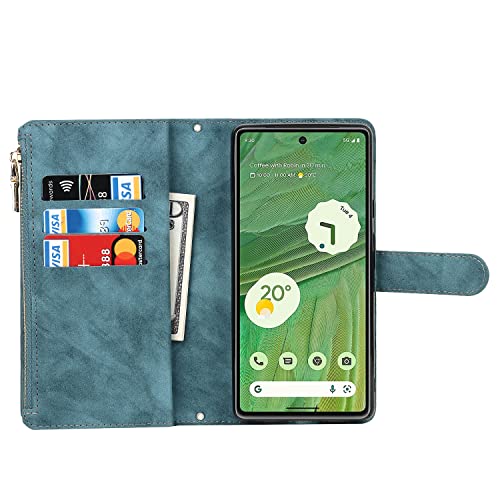 Coque Google Pixel 7 cordon amovible - Étui portefeuille cuir bleu clair - 3