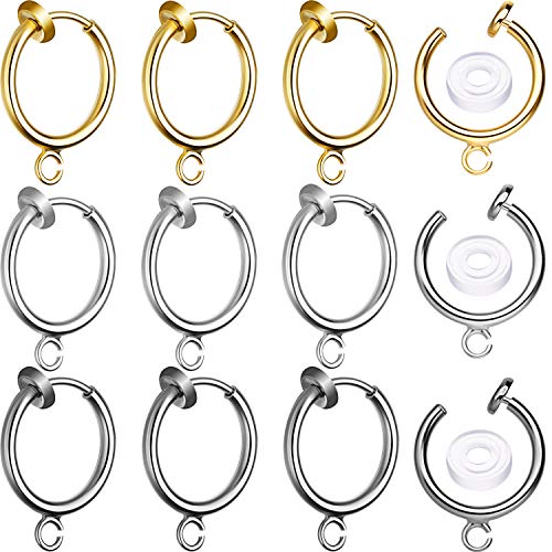 Tatuo 30 Pieces Clip-on Earring Converters Non-Pierced Earring Findings with Easy Open Loop and Silicone Pads for Daily Accessory 3 Colors(Stylish)