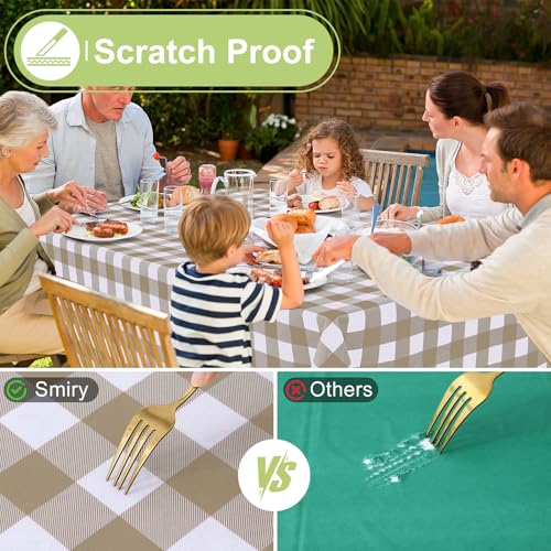 Smiry Picnic Table Cloth, Vinyl Tablecloths with Flannel Backing, 60"x84" - Image 6