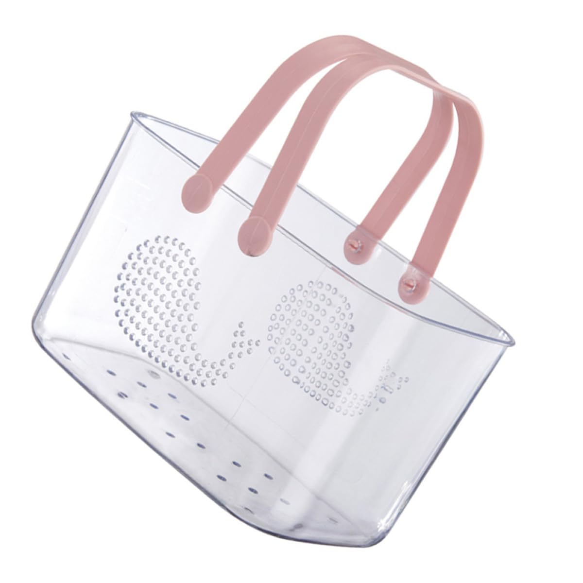 Toyvian Portable Shower Organizer Basket with Handle Large Capacity Pink Plastic Storage Caddy for Bathroom Toiletries and Laundry