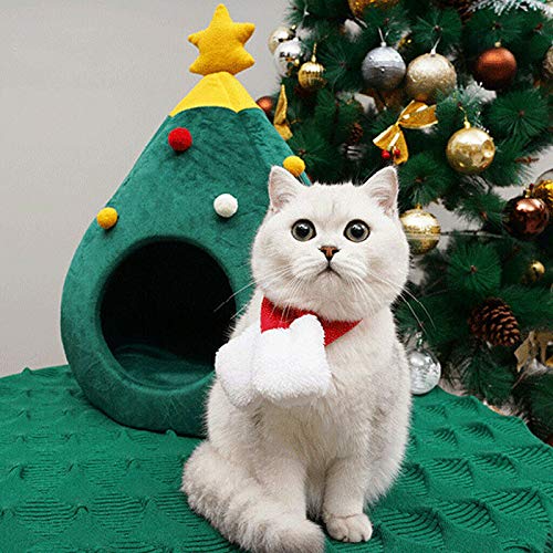 BAIHUAXIN Barraca para animais de estimação para gatos/cães pequenos, casa semifechada Natal quente