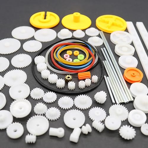 FeiYeup 82Pcs Gear Package Kits Gear Assortment Accessories for Toy Motor Car Robot Various Gear Axles Belt Bushings Gears Sets