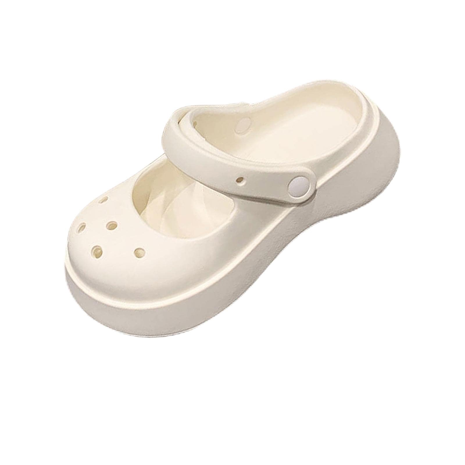 Clog Slipper Med Heels Waterproof Floor Slides Shoes for Women Men Bathroom White 35 to 36-image-37
