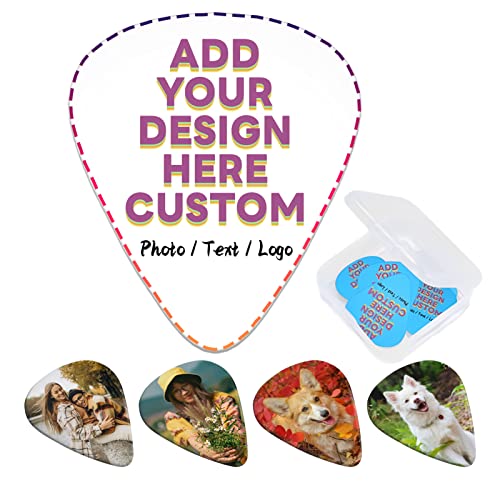 Zxgifynlfd Custom Guitar Pick 60-Pack Personalized Guitar Picks Add Your Photo Text Logo For Medium,Heavy Guitar,Acoustic Guitar,Electric Guitar,Bass,Ukulele #TOP3