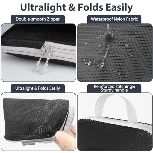 8 Set Compression Packing Cubes Travel, Ultralight Expandable 60% Space Saving Packing Cubes for Travel Compression,Packing Compression Organizing Accessories for Women/Men (Black)