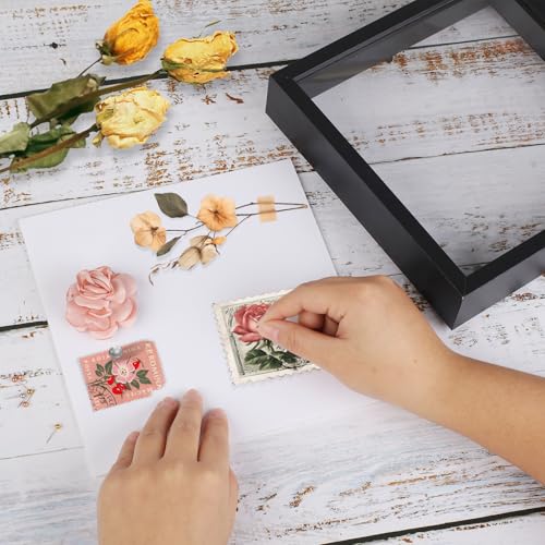 Ninsula 8x8 Shadow Box, Shadow Box Frame with Soft Linen Back - Push 12PCS Pins Included, 3D Picture Display Cases Box for Flowers, Tickets, Souvenirs, Photographs, Handicrafts (Black) - Thumbnail 7