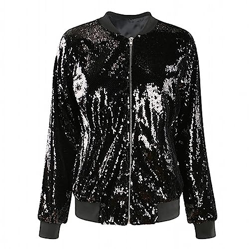 Veste à paillettes femme pour soirée et fête d Halloween blouson pilote chic avec ceinture