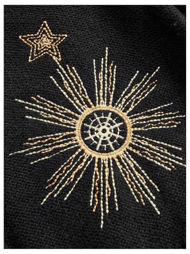 Women's Goth Cardigan Sweater Gothic Moon Star Cardigan Embroidered Crop Sweater Button Down Knit Top Outerwear4