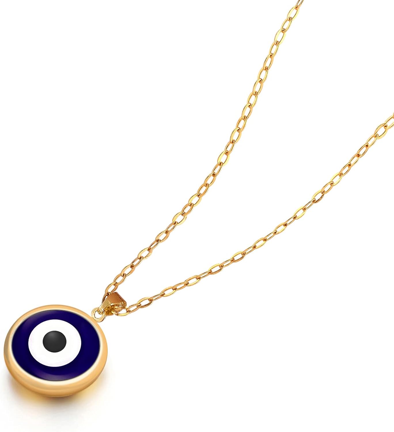 VIBILIA Collar contra el mal de ojo con dije de amuleto de tercer ojos azules, delicado collar de cadena de oro Ojo con protección de Cabalá,
