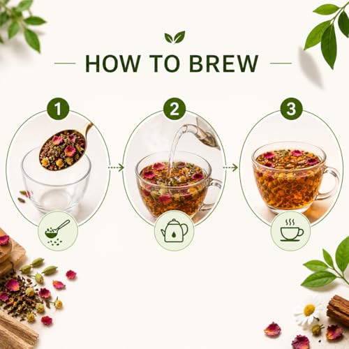 Image of Vedpunya Arjuna Hridya Amrit Herbal Tea | Ayurvedic Heart Wellness Support Blend | Caffeine Free | Natural Daily Wellness Tea | 100g