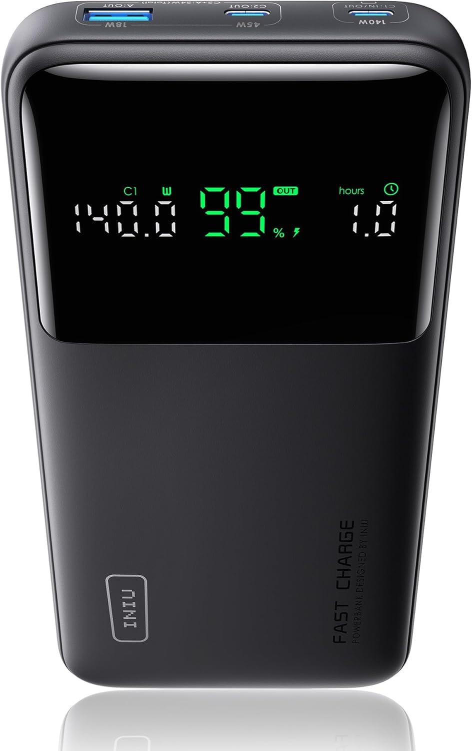 INIU Caricabatterie portatile per laptop e telefono, 140 W, 25000 mAh, mini power bank con ricarica rapida PD QC (USB-C in/out) – Batteria elettronica ad alta capacità per iPad, Samsung, viaggi