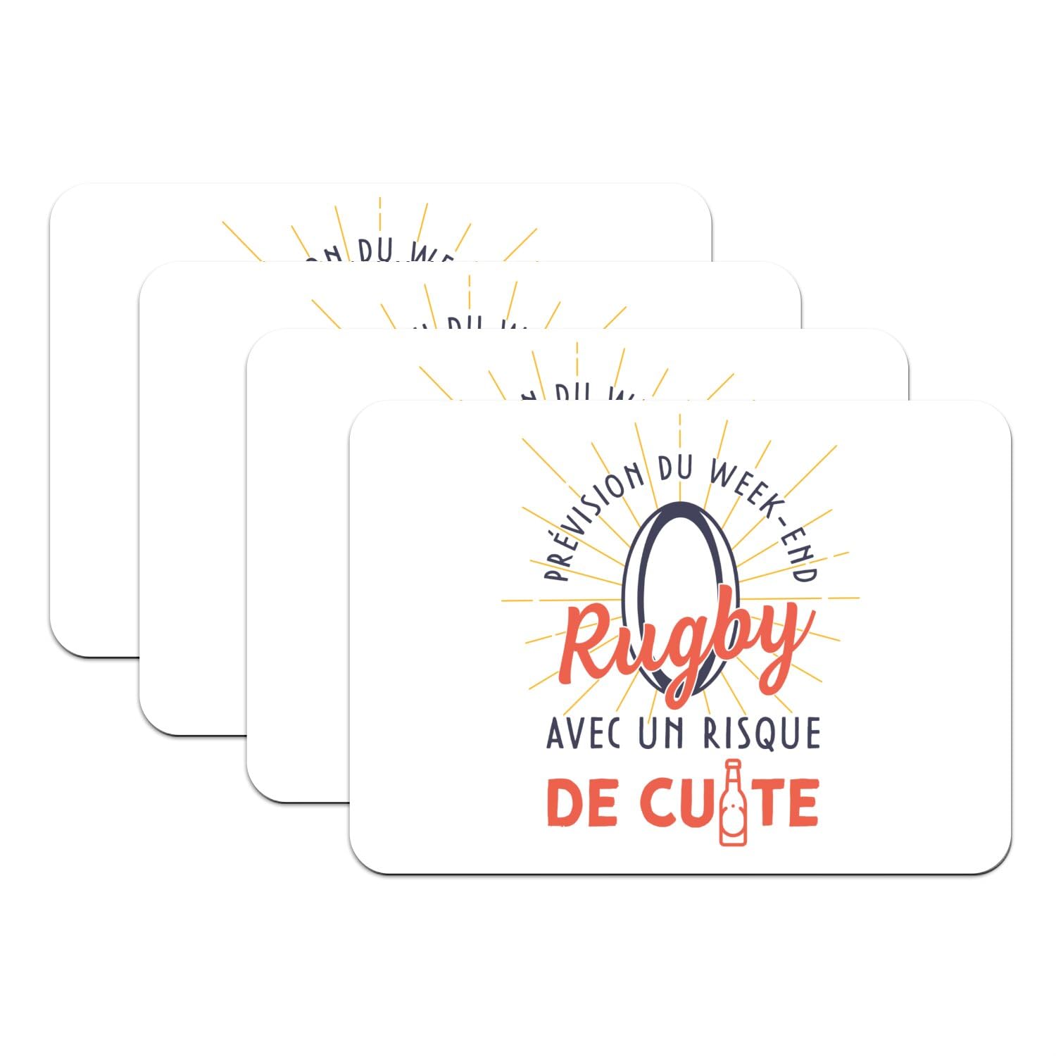 Set de table rugby blanc antidérapant : protégez votre table des accidents d'apéro