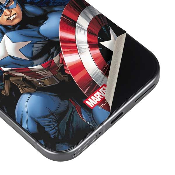 Skinit Decal Phone Skin Compatible with Google Pixel 9 Pro - Officially Licensed Marvel Captain America Portrait Design