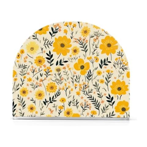 Acrylic Yellow Floral Napkin Holder for Tables Cover