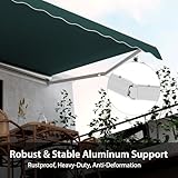 COSTWAY 3 x 2.5m/3 x 3.6m Retractable Manual Awning, Anti-UV and Waterproof Garden Patio Canopy with Hand Crank, Aluminum Sun Shade Shelter for Balcony Yard(3m x 3.6m, Green) - Image 3