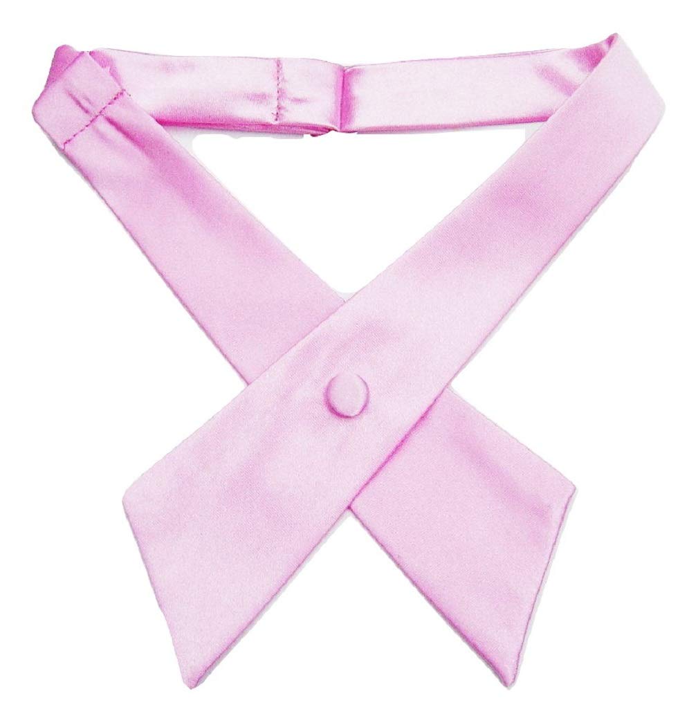 Ll. Men's Pink L&L® Unisex Cross Over Bowtie Necktie Cravat Pre Tied Adjustable Bow Tie Satin (Pink)