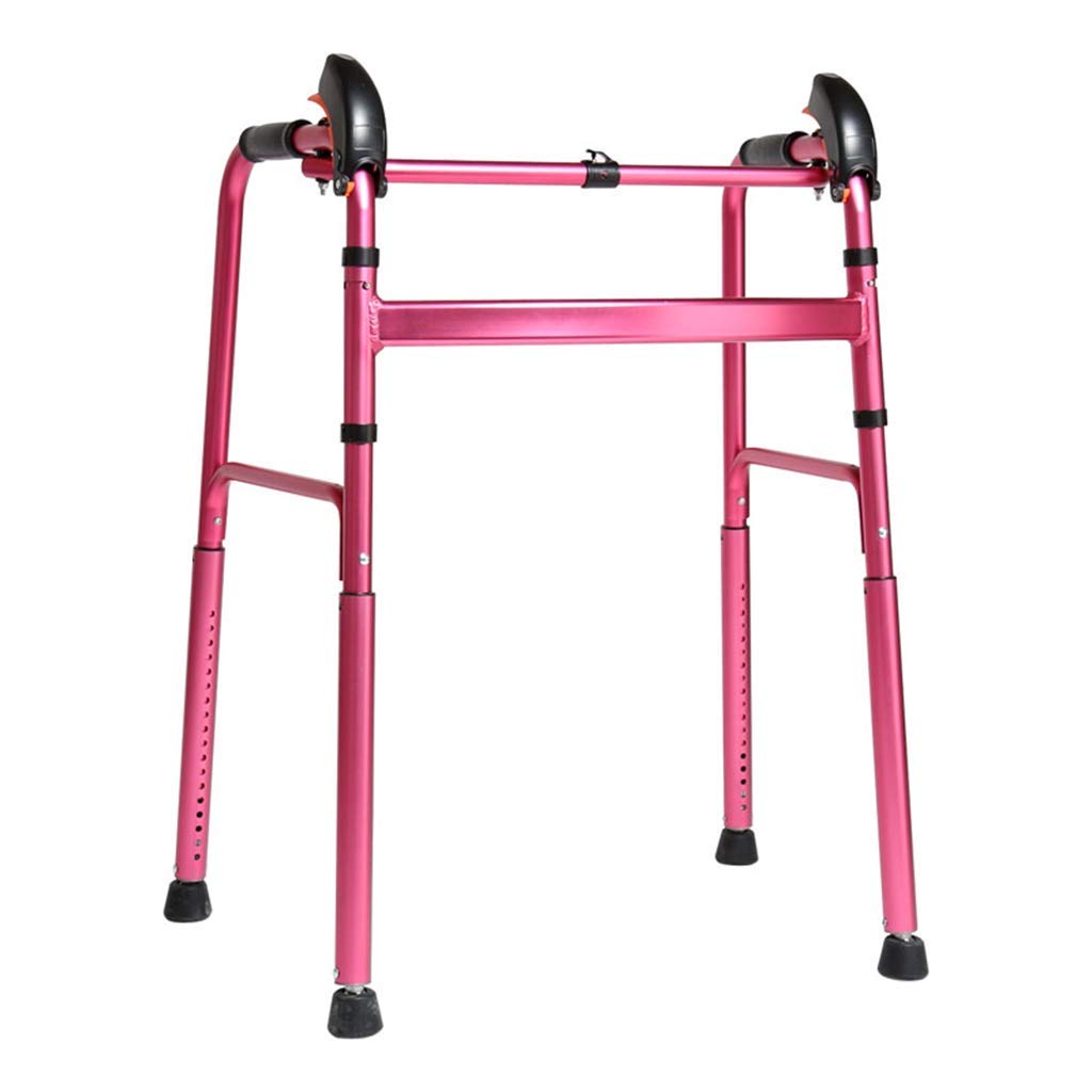 Andadores para personas mayores, ligeros, plegables, sin ruedas, reposabrazos ajustable para personas mayores (aleación de aluminio) (rojo) (rojo) poderosamente