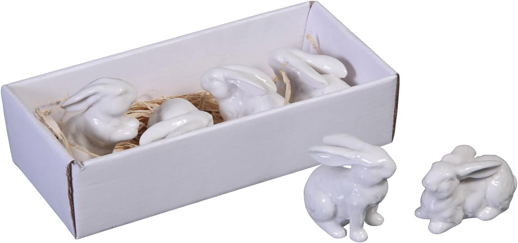 White Ceramic Bunnies (Set of 6 Pieces)