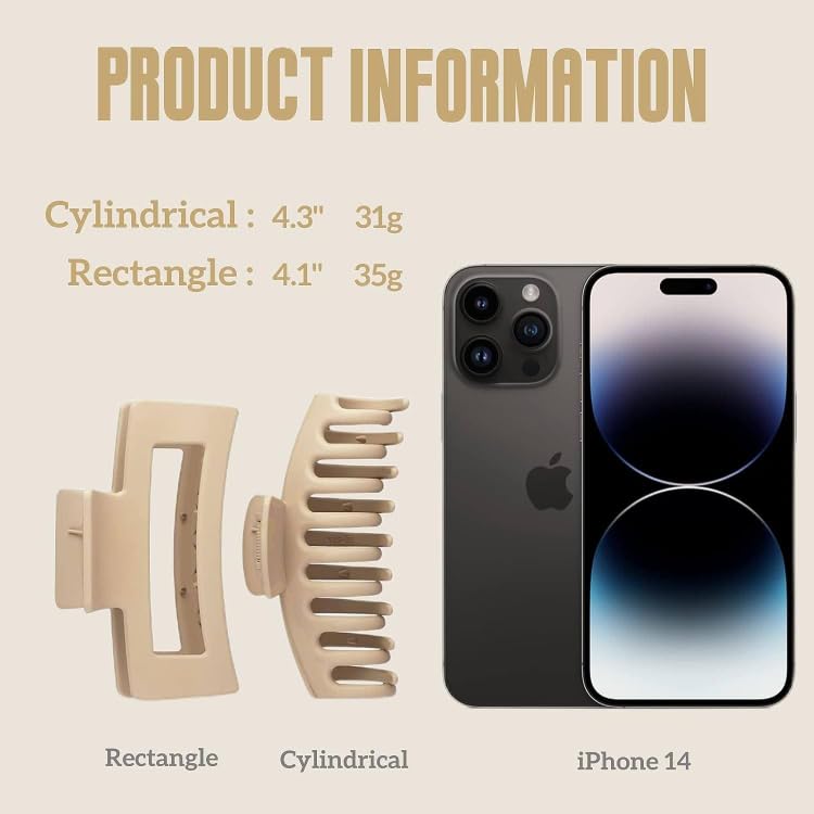 Miniatura 6 de BELLA - 8 pinzas para el cabello para mujer, cabello largo y grueso, 4.3 pulgadas, pinzas de pelo grandes para niñas, antideslizantes, sujetan el