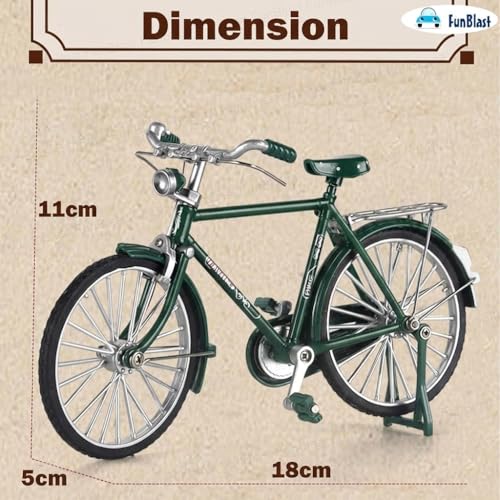Image of FunBlast Vintage Mini Metal Bicycle - 1:18 Die-Cast Realistic Bicycle Model, Retro Alloy Classical Cycle Toy for Desktop Ornament, Home & Office Decor (Green)
