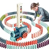 Automatische Platzierungsfunktion: Die kleinen Züge werden automatisch gleichmäßig platziert, und der Abstand zwischen jedem Domino beträgt 1,5 cm. Drehen Sie den Schornstein, um die Richtung einzustellen und die Fahrspur zu ändern. Ein leichter Druck auf die Dominosteine erzeugt eine Kettenreaktion und fallen nacheinander ab.