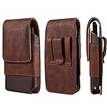 Cell Phone Holster with Belt Clip, Leather Phone Waist Belt Pouch, 6.5" Vertical Leather Smartphone Purse Carrying Phone Pouch Belt Clip Holder Case Pocket Mobile Phone Belt Loop Wallet Handbag Bumbag