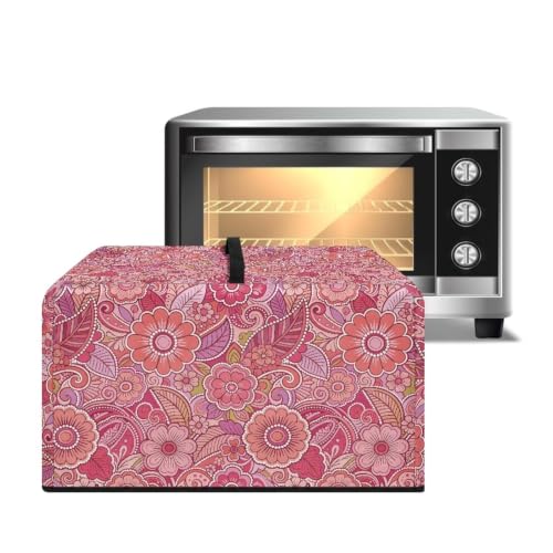 Image of Convection Oven Dust Cover with Handle Washable Microwave Oven Cover Dust Protection Kitchen Appliance Protector, S, 18.25 x 14.5 x 11 Inches, Paisley Floral Pink