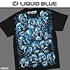 Liquid Blue Skull Pile Graphic T-Shirt for Men – Iconic Skull Art Cotton Tee, Short Sleeve Streetwear, Blue/Black, 3XL #1