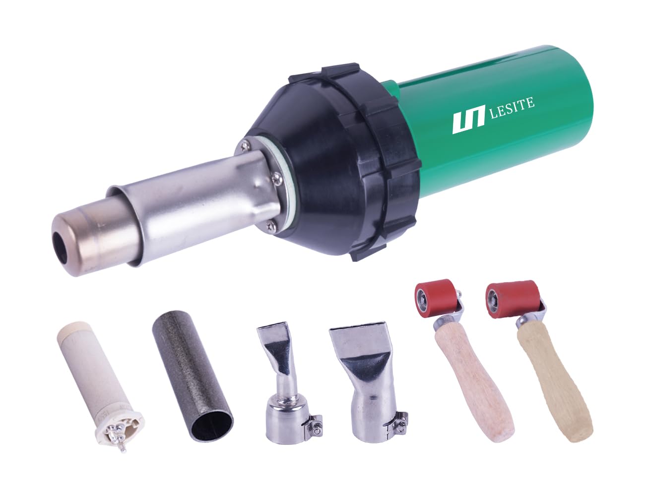 LESITE Professional 1600W Hot Air Gun PVC Heat Gun Welding Kits Hand Held Plastic Welder 2 wide nozzles