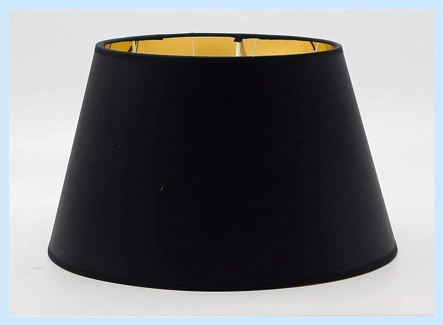 Paolo Rossi paralume prime modello impero in tessuto cinzato nero con interno oro specchio - produzione propria, Made in Italy (nero interno oro, diametro cm 50)