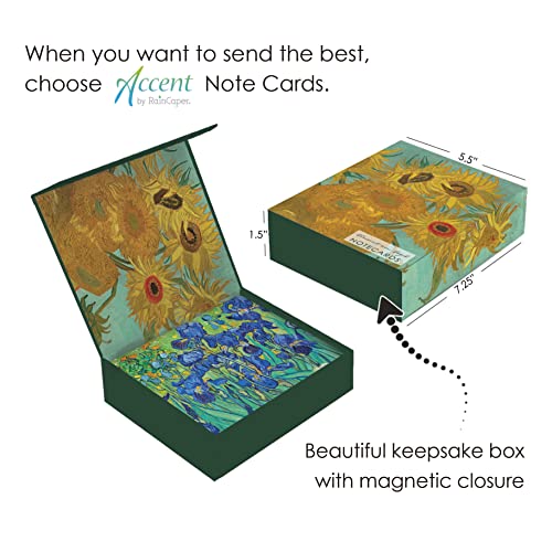 Image of RainCaper Fine Art Keepsake 5x7 Blank Stationery van Gogh Greeting Note Cards With Decorative Envelopes, Gift Boxed Set of 16 | 300 GSM Cardstock (van Gogh Flowers)