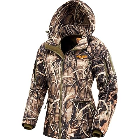 NEW VIEW Womens Hunting Clothes, Upgraded Ultra-Quiet Water Resistant Camo Hunting Jacket for Duck Waterfowl Deer Hunting Cover