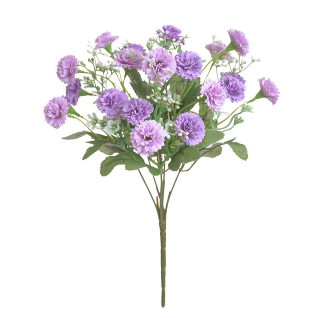 Ameble Real Touch Silk Artificial Carnation Bouquet, Simulation Flowers for Home Garden Wedding Decoration, Lifelike Flower Arrangement, Purple