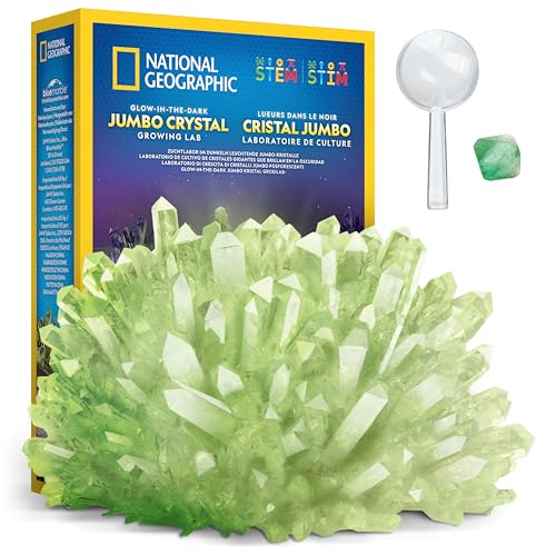 National Geographic Kit Gigante para Cultivar Cristales Luminosos – hasta 3 Veces Más Grandes Que Nuestros Cristales Estándar, Kit de Ciencia Stem para Niños
