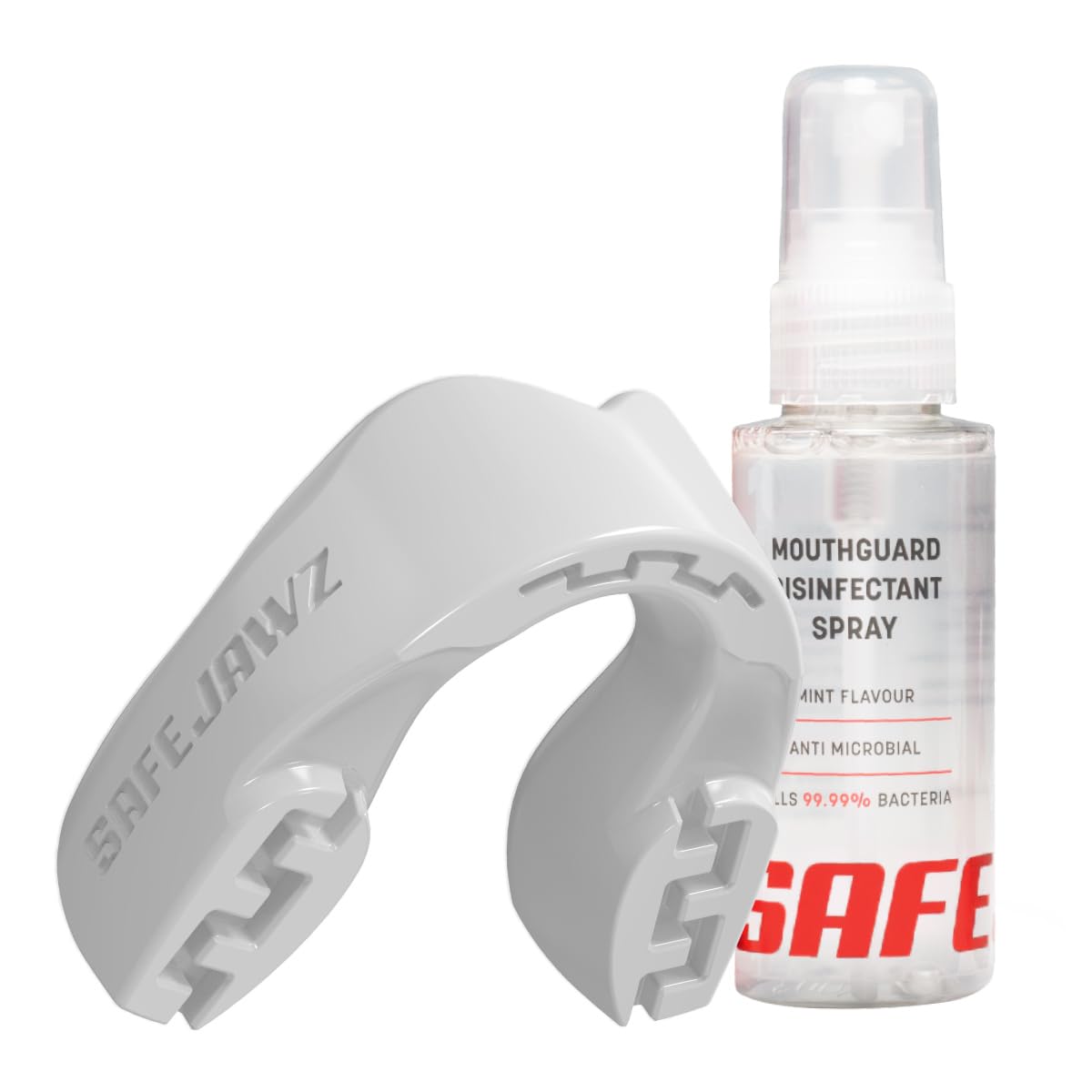 SAFEJAWZ Sports Mouthguard, Case and Cleaner Spray 50ml Bundle
