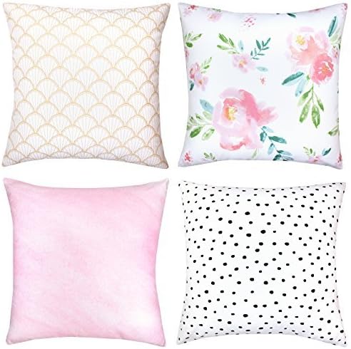 Woven Nook Decorative Throw Pillow Covers, Adelaide Style, 18 x 18 Inches (Set of 4)