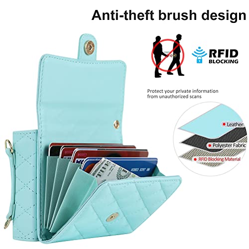 Image of for Samsung Galaxy Z Flip 7 Accordion Crossbody Wallet Case, 4 Card Slots, RFID Blocking, and Adjustable Strap - Stylish and Versatile Accessory.(Green)