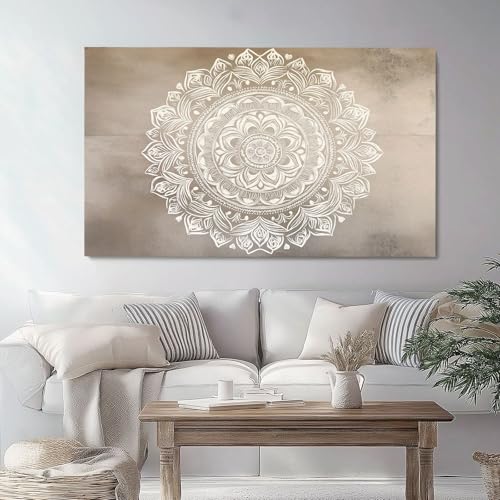 Impresión en lienzo sin marco Mandala Simple Y Elegante 70 x 50 cm Decoración de pared Arte decorativo Pintura mural Sala de estar Dormitorio Oficina, Beige