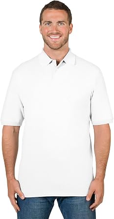 Jerzees Adult 6.5 oz. Premium 100% Ringspun Cotton Pique Polo M WHITE