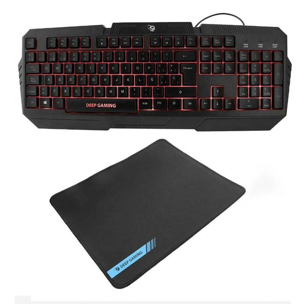 X-Wing 2 Pack Gaming 4-in-1 - QWERTY-Membran-Tastatur mit Ñ-Hintergrundbeleuchtung, optische RGB-Maus 7200 DPI, Kopfhörer mit Mikrofon, rutschfeste Matte, Multi-Plattform-Gaming-Set