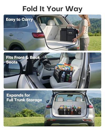 HOTOR Trunk Organizer, Sturdy Foldable with Cooler for Car & SUV, 3 Compartments, Black, 31.5” x 12.6” x 10.6” - Image 5