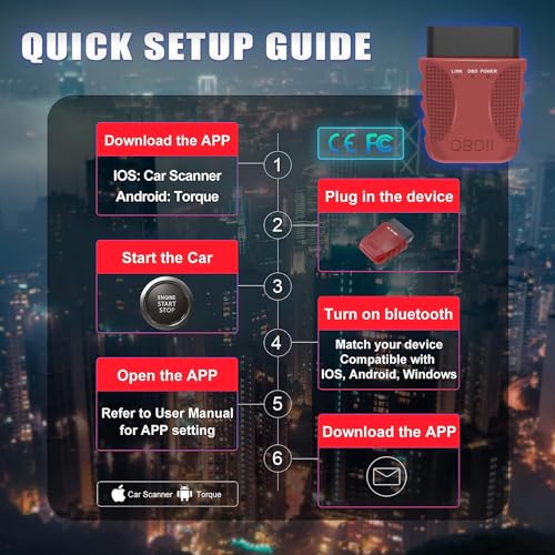 OBD2 Scanner Code Reader FA40 Auto Diagnostic Scan Tool Car Fault Check Engine Light Wireless Car Code Reader Compatible with iOS & Android Bluetooth 4.0 Auto Code Scanne