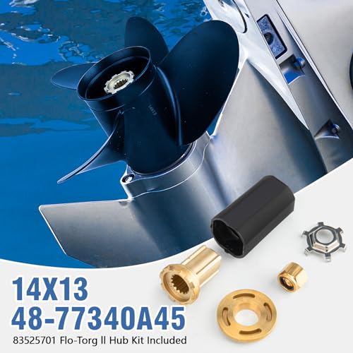Image of Upgrade 14x13 OEM 48-77340A45 Aluminum Outboard Boat Propeller fit Mercury Motos 60-115 hp,15 Spline Tooth,Hub Kits Included, Rh