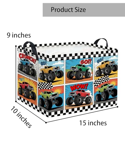 Image of Rectangular Baby Kids Storage Basket for Home Kitchen Girls Cute Toy Storage Bin Organizer Shelf Book Room Decor(Truck)