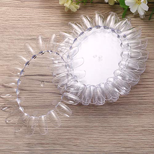 Ultechnovo Acrylic Nail Tips False Fake Nail Tips Display Chart Clear Round Nail Art Practice Wheel Polish Color Finger Clipper For Diy Manicure Nail Salon 10Pcs (Transparent) #TOP3
